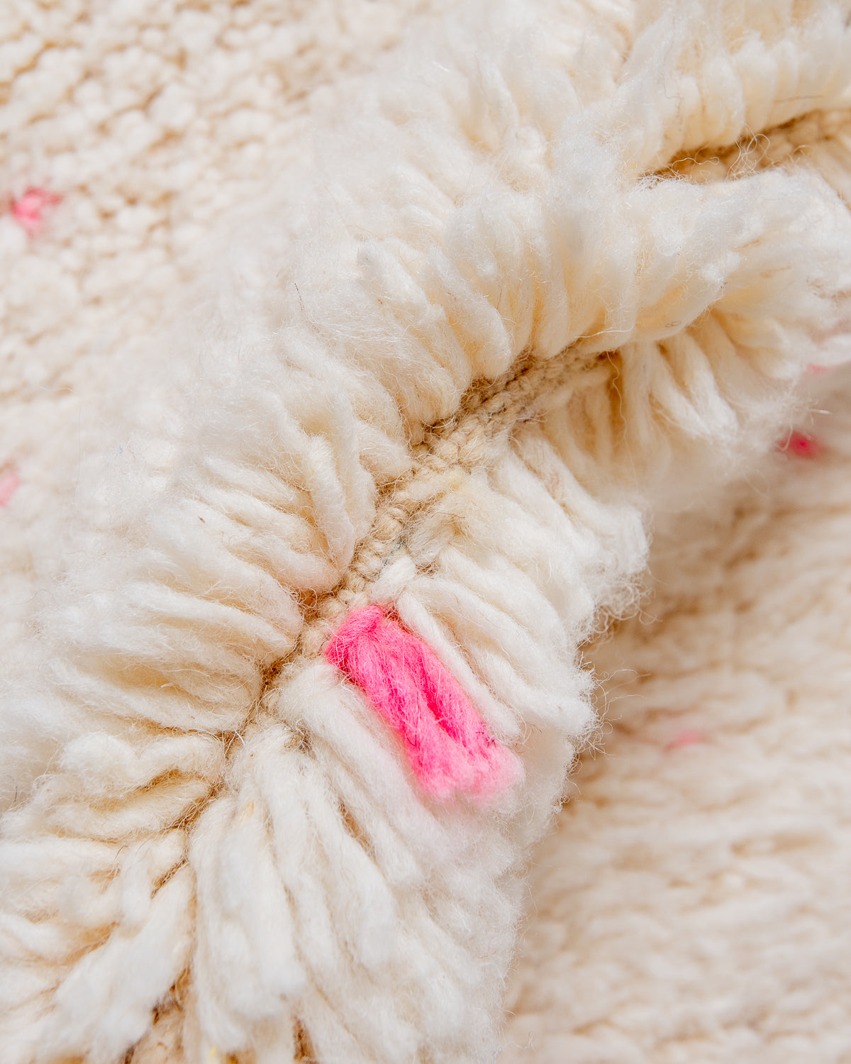 Modern, designer, handcrafted Berber rug from Morocco. Beniourain carpet with beautiful colours and patterns and fluffy wool texture.